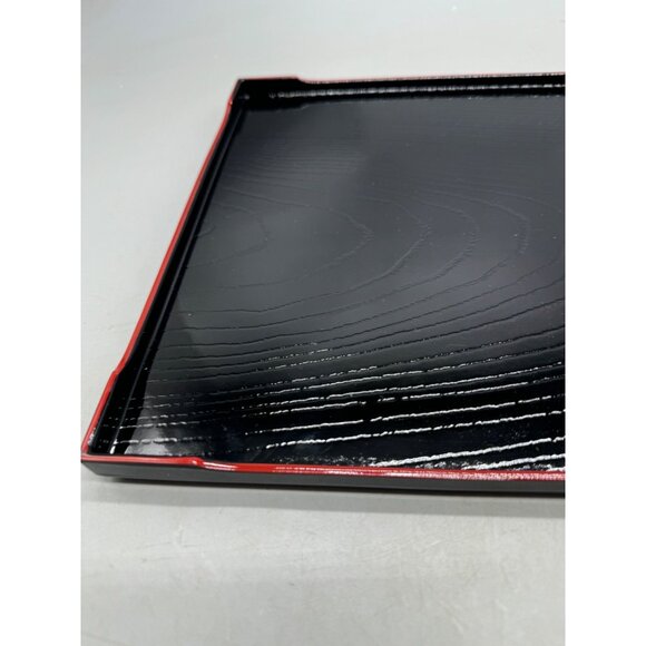 Japanese Black shine rectangle plastic Tray Red Rim - Elegant Design READ NEW - Picture 5 of 8